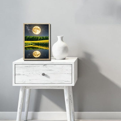 URVIP LED Glowing Photo Frame, 3D Starry-Sky Blue Moon Wall Art, 9x12 Inches Dimmable Light Up Light Painting for Bedroom, Unique Aesthetic Decor, Great Birthday Gift for Women Men