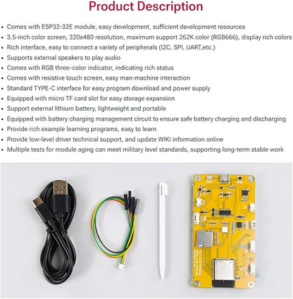 Hosyond 3.5'' 320x480 Touch Screen ESP32 Display with WiFi+BT, ST7796U Driver LCD TFT Screen Module for Arduino IoT
