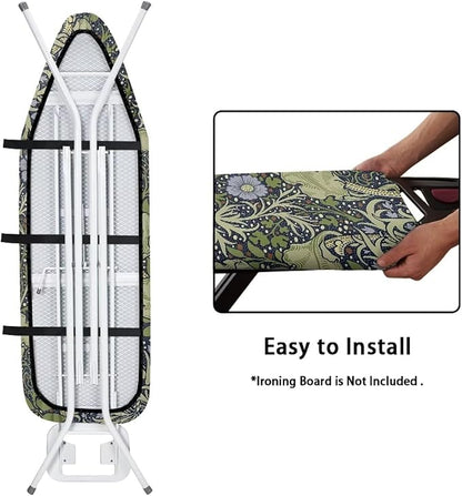 ZCFYGDX William Morris Prints Ironing Board Cover with Elastic Edge 3 Bottom Nylon Buckle Straps Breathable Resist Scorch Staining Suitable for Size-2XL Iron Board House Oil Paintings Art Decor