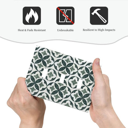 Bvtewkhz Green Luxury Modern Cubic Marble 3 Gang Triple Toggle Decorative Light Switch Covers Electrical Faceplate Switch Plates For Bathroom Kitchen Home