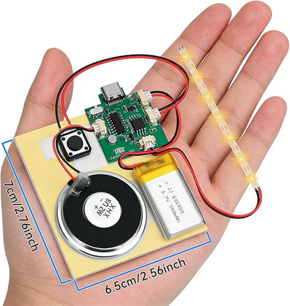 2PCS Customize Recording Module with LED Strip DIY Music Voice Recording Module Chip with Speaker,Type-C Cable,Capability16 Minutes Music for Personalized Greetings, Holiday Crafts Cards with Manual