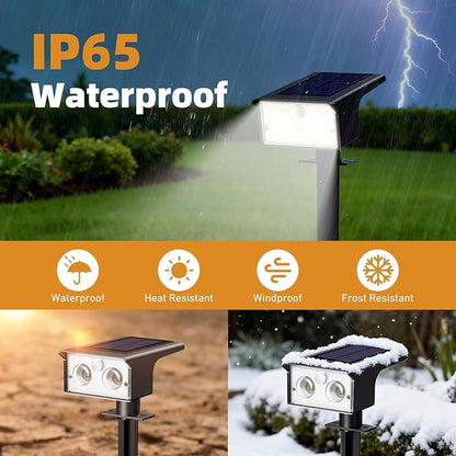 btfarm Solar Spot Lights Outdoor Waterproof, 4 Pack/3 Modes Motion Sensor Lights, Solar Powered Spotlights 2-in-1 Auto On/Off for Outside Pathway Yard Garden Landscape Lighting, Cool White