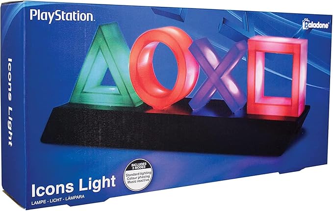 Paladone Playstation Controller Icons Light with 3 Light Modes - Sound Reactive, Dynamic Phasing, and Standard Mode - Gaming Desk Accessories and Game Room Decor