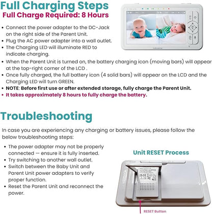 Babysense 5" HD Split-Screen Baby Monitor, Video Baby Monitor with 2 Cameras and Audio, Night Light, 1000ft Range, Two-Way Audio, 4X Zoom, Night Vision, 4000mAh Battery