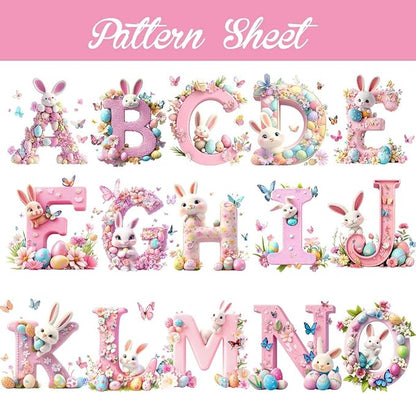 idooodle Personalized Pink Bunny Easter Egg 3D Initial LED Night Light with Name & Wooden, Base Room Decor, Birthday Party Easter Gift for Kids