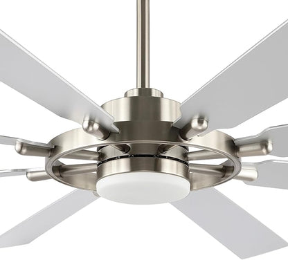 ELEHINSER 80 Inch Ceiling Fan with Lights and 3 Downrods, 8 Plywood Blades, 6-Speed Noiseless Reversible DC Motor, 3CCT, Windmill Ceiling fan for Kitchen Bedroom Living Room, Nickel and Silver
