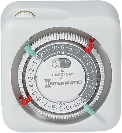 Intermatic TN111K 15-Amp Indoor Timer - Versatile 24-Hour Control - Easy Manual Override and Single 2-Prong Design (1 Pack)