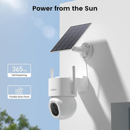 aosu Security Cameras Wireless Outdoor - 3K/5MP Solar Powered 400-Lumen Floodlight Camera, 360° Pan/Tilt Surveillance, Night Vision, 2.4GHz WiFi Camera, Auto Tracking, AI Human/Vehicle/Pet Detection