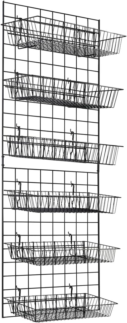 7RiversART Grid Wall Commercial Grade Grid Panels Heavy Duty Panel for Retail Display Wall 2' W x 5' H, Black (Pack of 4) Easily Portable