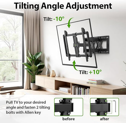 USX Mount Ultra Slim TV Wall Mount for 37-90 inch TVs, Low Profile Full Motion TV Mount with Swivel Articulating Dual Arms, Wall Bracket for Max VESA 600x400mm Holds 120lbs, Fits 16"/18"/24" Studs