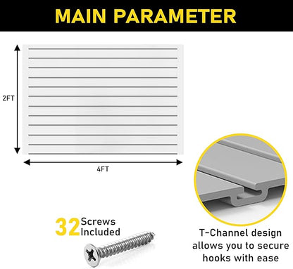 DLDIRECT 24" X 48" - Grey Slatwall Panel Garage Organizer: Heavy Duty Wall Mounted PVC Rack, Interlocking Slat Paneling for Garage Storage, Slotwall Board, Shelves System