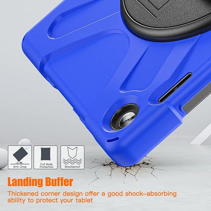 Junfire Shockproof Case for Lenovo Tab M10 3rd Gen 10.1 inch 2022, Heavy Duty Rugged Case with Hand Strap/360°Rotating Kickstand/Shoulder Belt for TB-326FU/TB-328XU,Blue