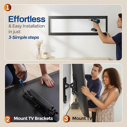 ynVISION.DESIGN Tilt TV Wall Mount for Large TVs 55-105 in | Tilt & Swivel | Pulls Out 7in for Easy Access | Max VESA 1000x600 mm & 176 lbs | Designed to hit 3 Studs | Anti-Theft & Slides to Center