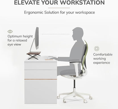 Anji Mountain Monitor Stand - Desktop Organizer & Laptop Riser, Ergonomic Monitor Riser, Space-Saving Monitor Stand for Desk, Durable Construction, Easy Assembly, Ideal for Home & Office,Walnut