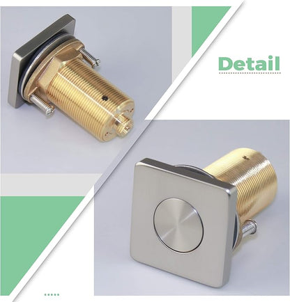 KANARY ALL Brass Square Air Switch Button for Sink Top Counter Top Garbage Disposal Part (Brushed Nickel)