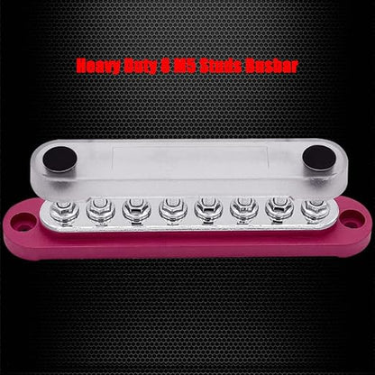 8 x M5 (#10) Studs Power Distribution Block Bus Bar 12V, Ampper 5.9" HD 120A Marine BusBar Battery Distribution Block W/Cover for Car Boat Solar (Red)
