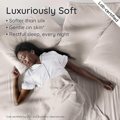 Bambaw 100% Viscose Derived from Bamboo Fitted Sheet Full Size, Cooling Fitted Sheet Full Size, 15’’ Deep Pockets, Ultra Soft Bottom Sheets Only (Sand)