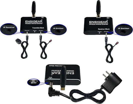 ENSIGEAR Wireless IR Repeater Kit, Infrared Remote Control Extender, Infrared Remote Control Wireless Connection Device. (Transmitter + Receiver)