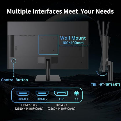 KTC 32 Inch 2K 120Hz Computer Monitor, IPS QHD 2560 x 1440p Monitor with Ultra-Thin Bezels, HDR10, Adaptive Sync, HDMI/Display Ports, Tilt Adjustable, Eyecare, Ideal for Office and Casual Gaming