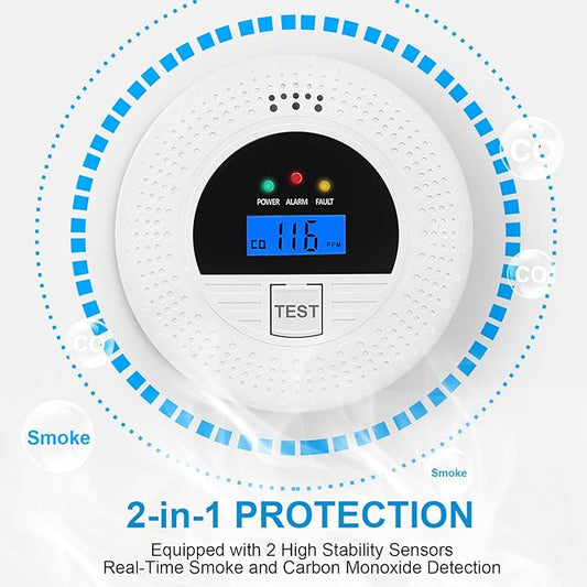 6-Pack Interconnected Smoke and Carbon Monoxide Detector, Battery Operated, Silence/Test Button, Smoke & CO Alarm for Any Room