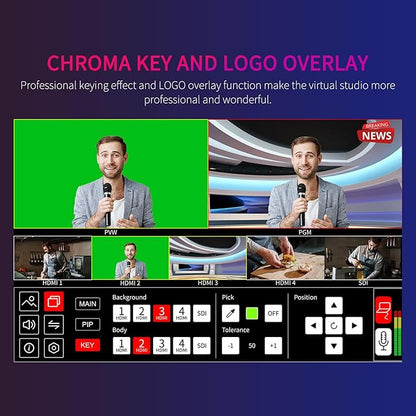 FEELWORLD L4 10.1 Inch Touch Screen Video Switcher 10.1 inch Touchscreen, Real-time Preview 5 Input Sources PST PGM and Operation Interface