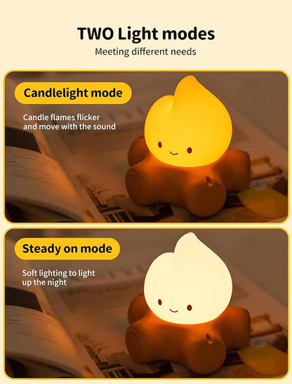 Tarinks Campfire Night Light, Portable Flame Lamp with White Noise, Cute Silicone Flameless Candle Lights,Suitable for Kids lamp Bedroom, Indoor/Outdoor and Home Decoration