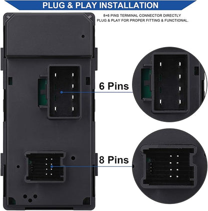 Obaee Power Window Control Switch Button & Front Driver Side Door Lock & Mirror Switch Compatible with Chevrolet Silverado/GMC Sierra 1500 2500 HD 3500 HD 2007-2013