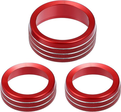 A ABSOPRO AC Knobs Decals AC Radio Switch Knob Cover for Dodge Durango 2014-2020 for Jeep Cherokee Grand Cherokee 2014-2021 Red (Set of 3)