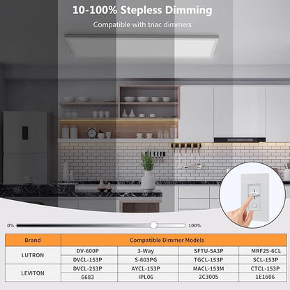 AIKVSXER 12 Pack 1x4 LED Flat Panel Light, 50W 5500LM Surface Mount Ceiling Fixture, 3CCT (3000K/4000K/5000K), Ultra-Thin 48In, 10-100% Triac Dimmable for Kitchen, Garage, Office, Basement