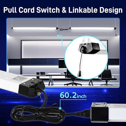 hykolity 4FT 120W LED Shop Light Linkable, 13000lm(400w Equivalent), 5000K Utility Shop Lights for Garages, Workshops, Basements, Hanging or FlushMount, with Power Cord and Pull Chain, ETL, Black