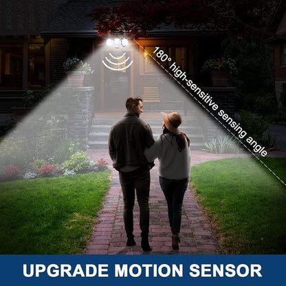 EMANER Motion Sensor Outdoor Lights, Dusk to Dawn Porch Flood Light 5000K, 4-Mode, 2800lm Wired Security Spotlight Wall Mount for Garage Porch Soffit Under Eave (2-Pack, White)