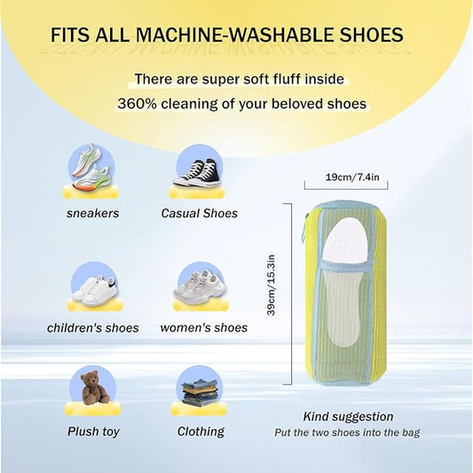 2 In 1 Shoe Washing Machine Bag,Upgrade with Mesh Insole Slot,Laundry Bag for Washer and Dryer,Drying,Shoes Machine Cleaner,for All Shoe Types