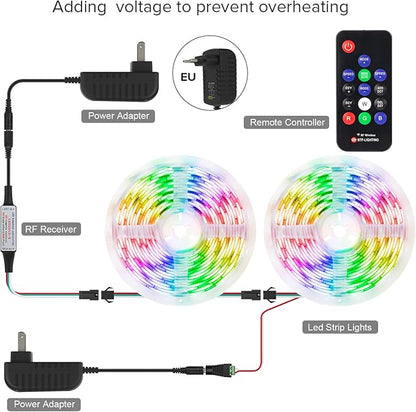 BTF-LIGHTING WS2811 WS2812B 1903 DC5/12V 14keys Wireless RF RGB LED Controller 300 Kinds of Changes Digital Color LED Pixel Strip modules Input=Ouput Voltage Perfect for DIY Project Black