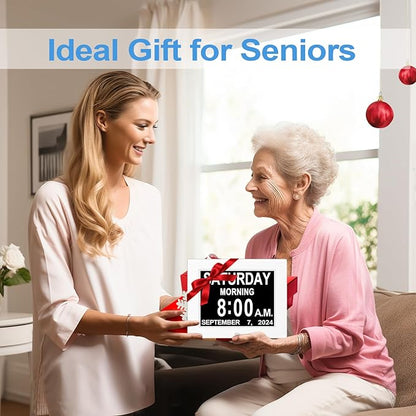 【New 2024】 Digital Calendar Alarm Day Clock - with 8" Large Screen Display, am pm, Multiple Alarms, for Impaired Vision People, The Aged Seniors, The Dementia, for Desk, Wall Mounted,