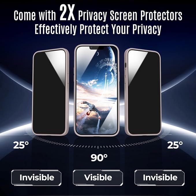 Designed for iPhone 14 Case, Compatible with MagSafe, with Privacy Screen Protectors X2, [Camera Protection] [15FT Military Drop Protection] Shockproof Phone Case, 6.1", Natural Titanium