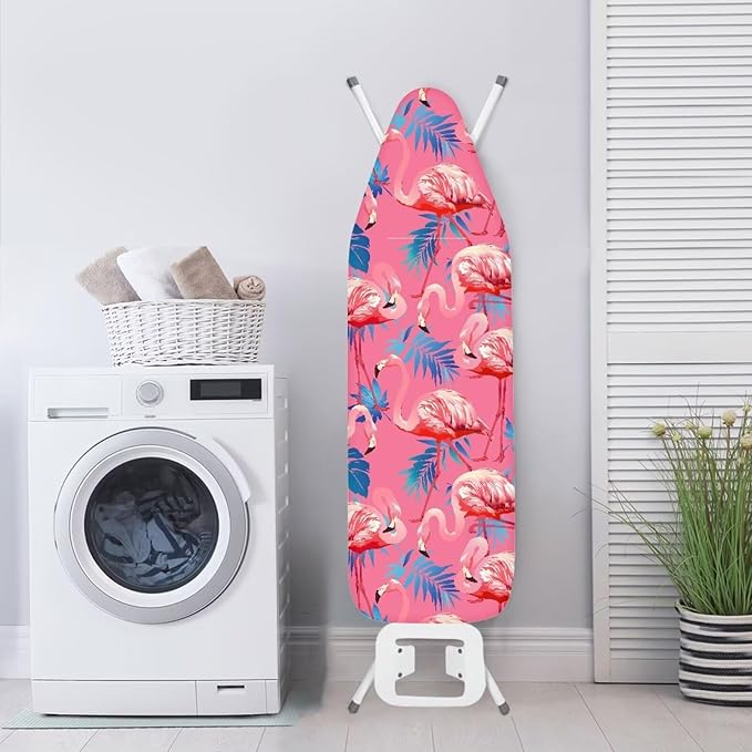 ZCFYGDX Flamingo Palm Leaf Print Ironing Board Covers (14 x 45 in) Hook & Loop Elastic Edge Easy to Install, Scorch Resistant,Lightweight & Breathable Anti-Slip & Wear-Resistant Home Size-S