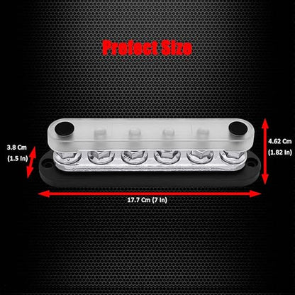 6 x M10 (3/8") Studs Power Distribution Block Bus Bar 12V, Ampper 7" HD 300A Marine BusBar Battery Distribution Block W/Cover for Car Boat Solar (Black)