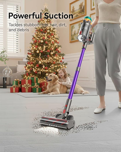 Cordless Vacuum Cleaner, 55KPA 650W 65Mins Extra-Large Dust Cup Cordless Stick Vacuum, Rechargeable Vacuum Cleaner with Self-Standing, Vacuum Cleaners for Home, Hardwood Floor, Carpet, Pet Hair