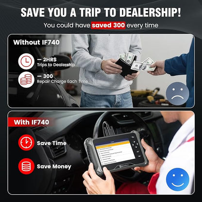 2026 BOSSCOMM IF740 OBD2 Scanner, 4 Systems ABS/SRS/Transmission/Check Engine Code Reader Scan Tool with Oil＆Throttle Resets, Car Scanner Diagnostic Tool for All Cars, Lifetime Free Update