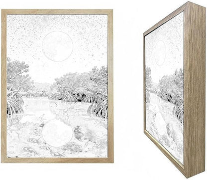 URVIP LED Glowing Photo Frame, 3D Starry-Sky Moon Animal Wall Art, 9x12 Inches Dimmable Light Up Light Painting for Bedroom, Unique Aesthetic Decor, Great Birthday Gift for Women Men
