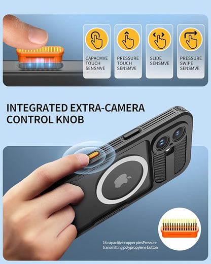 Lanhiem Magnetic for iPhone 16 Case, IP68 Waterproof Dustproof Case, [Compatible with Magsafe] [Built-in Screen Protector] Full Body Heavy Duty Rugged Phone Cover 6.1 inch, Black/Clear