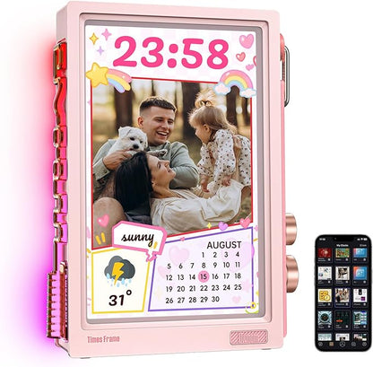 Divoom Times Frame-10.1" WiFi Digital Picture Frame with 64GB, Free App with No Subscription Fees, Supports Uploading Photos/Videos/Calendars/Weather/Sports Scores and Various AI DIY Content