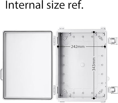 Gratury Junction Box, IP67 Waterproof Plastic Enclosure for Electrical Project, Hinged Grey Cover, Includes Mounting Plate and Wall Bracket (Grey Cover, 14.6"×10.6"×5.9")