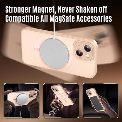 Designed for iPhone 14 Case, Compatible with MagSafe, with Privacy Screen Protectors X2, [Camera Protection] [15FT Military Drop Protection] Shockproof Phone Case, 6.1", Light Brown