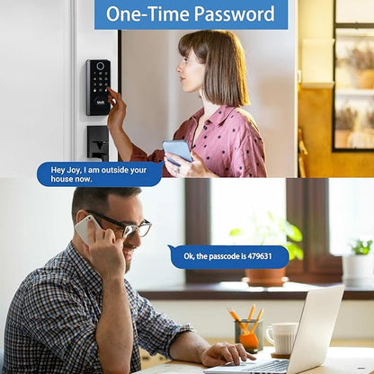 UMIK UMIKSMART Fingerprint Smart Door Lock with Heavy Duty Handleset, Keyless Entry Door Lock, Electronic Keypad Deadbolt Locks, App Control for Front Door, Home (Matte Black)