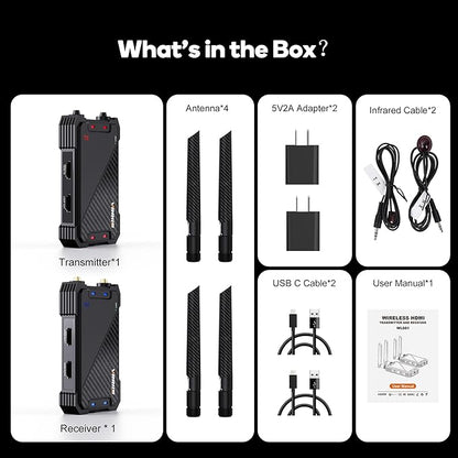 Wireless HDMI Transmitter and Receiver,1300FT Wireless HDMI Extender Kit with Loop Out,1080P Full HD for Streaming from DSLR,Laptop,Setop Box to TV,Projector,IR Remote Control Support