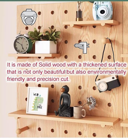 Natural Wood Wall Organizer Kit - 40x60CM Display Panel for Bedroom, Office, Study, Bathroom - Versatile Wall-Mounted Storage Solution
