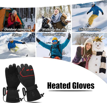 FEETMOR Heated Gloves for Men Women - Upgraded Rechargeable Dual-Heated Winter Gloves for Motorcycling, Hunting, Skiing