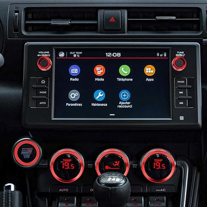 Auovo AC Knob Rings Trims Compatible with Subaru BRZ 2022-2026 for Toyota GR86 2022-2025 2026 Interior Accessories Air Conditioning Radio Switch Cover Audio Volume Button Ring (Knob Trims-6PCS, Red)