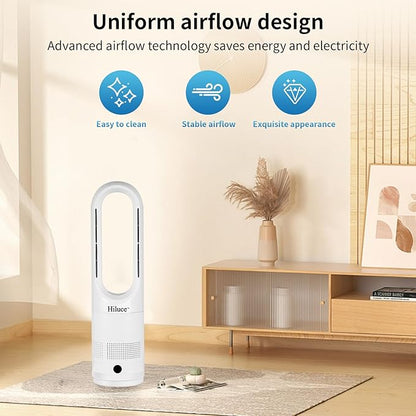 Hiluce Bladeless Fan for Bedroom,Tower Cooling Fan,20dB Quiet,Standing Fans with Remote,Touch, LED Display Installation Free 80°Oscillating 8 Speeds 9H Timer 22" for Home, Office
